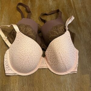 Auden Lace Underwire Bra Set - Pink and Brown